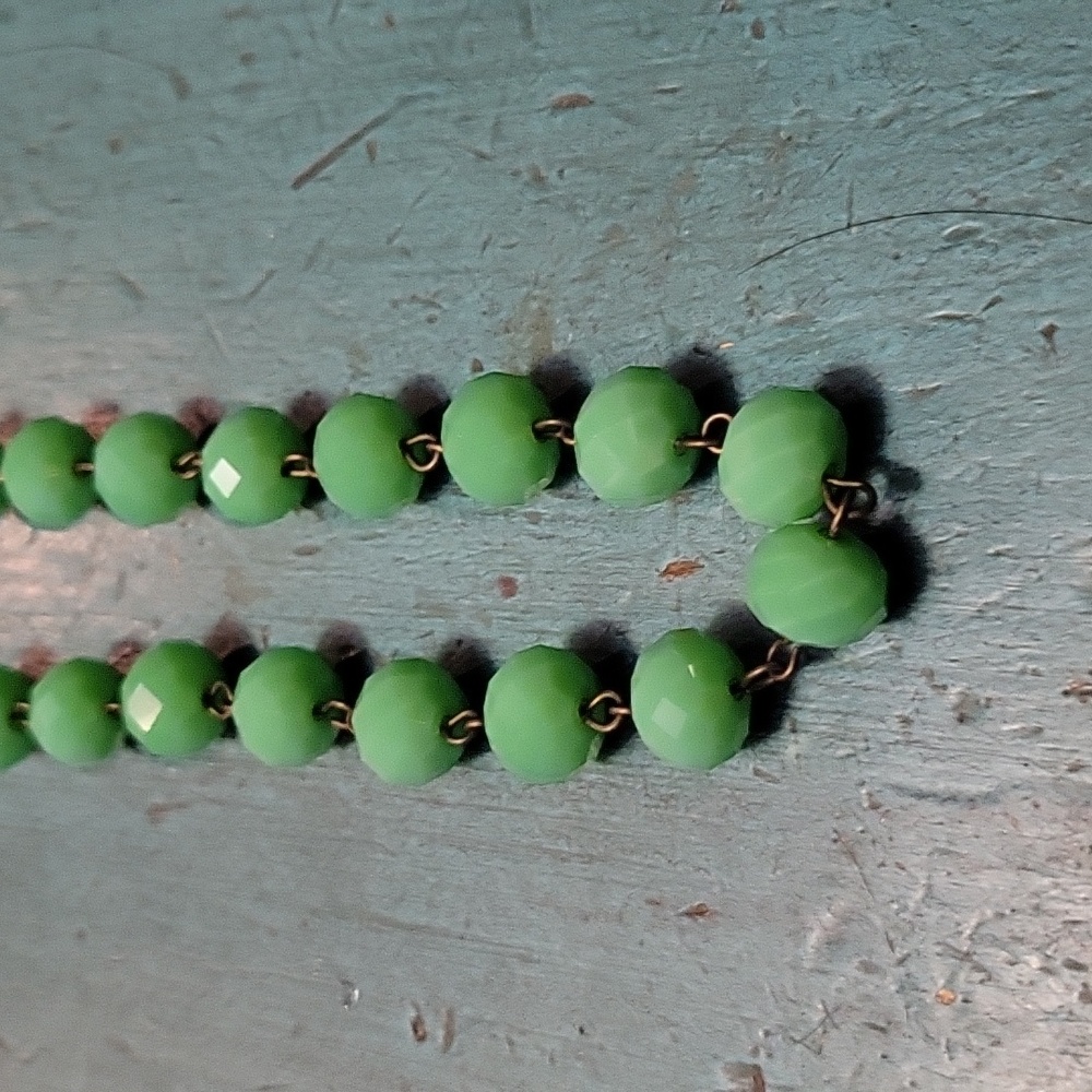 Sea green bead necklace with silver cross pendent 16" Rodeo style - Picture 3 of 4